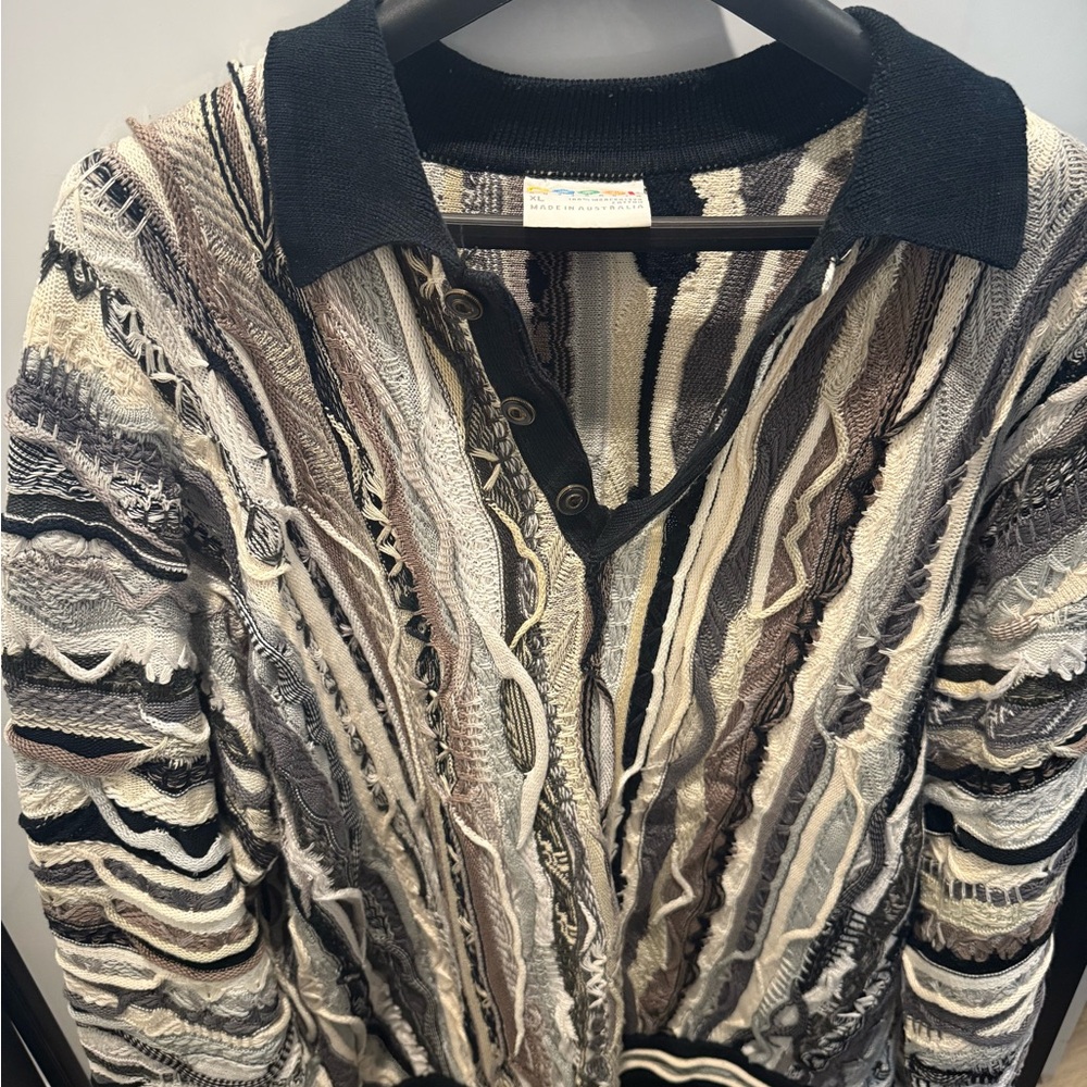 COOGI Black and Cream Textured Cardigan